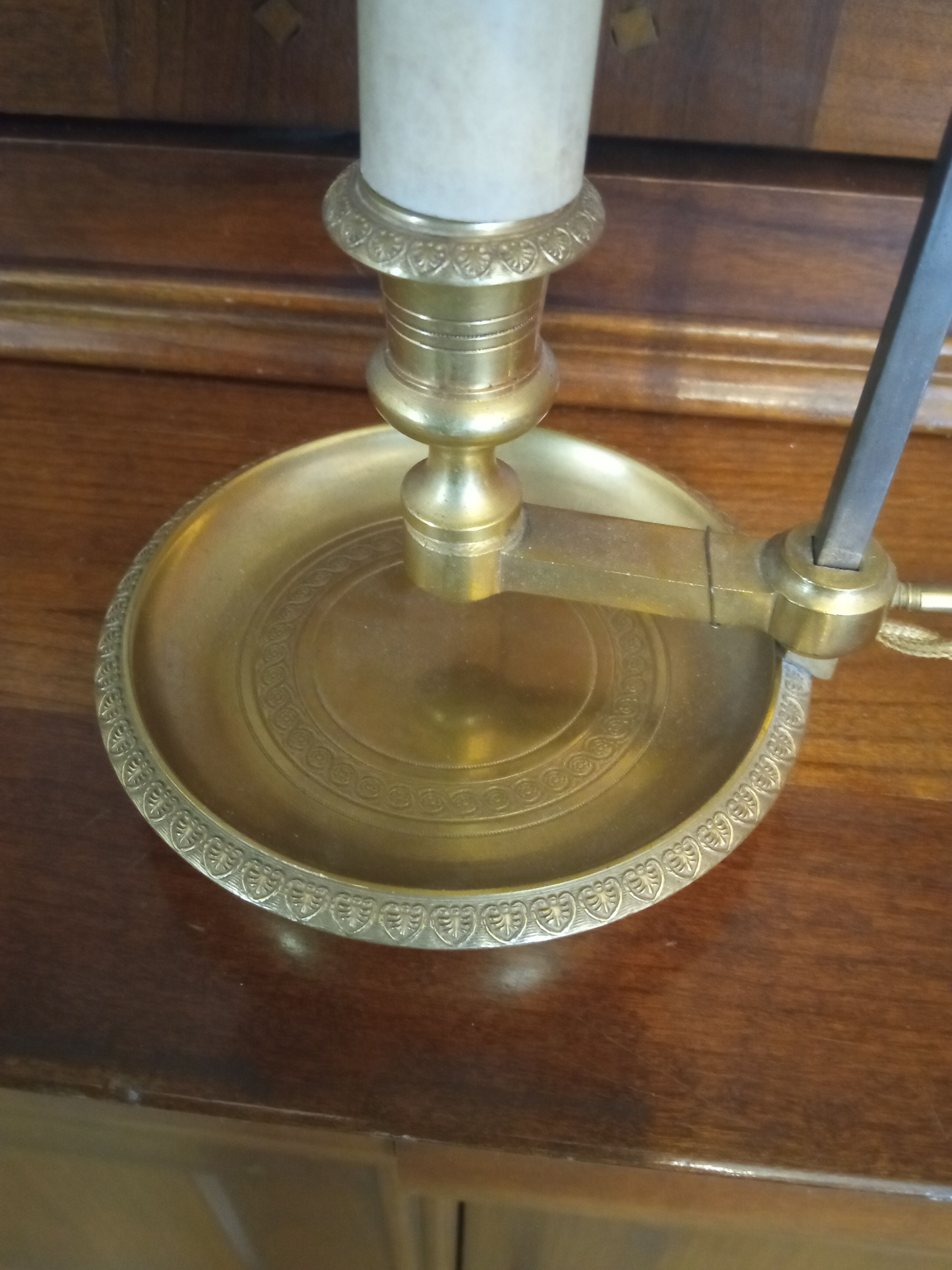 Lamp Bouillotte 1 arm of light bronze lampshade sheet metal empire style