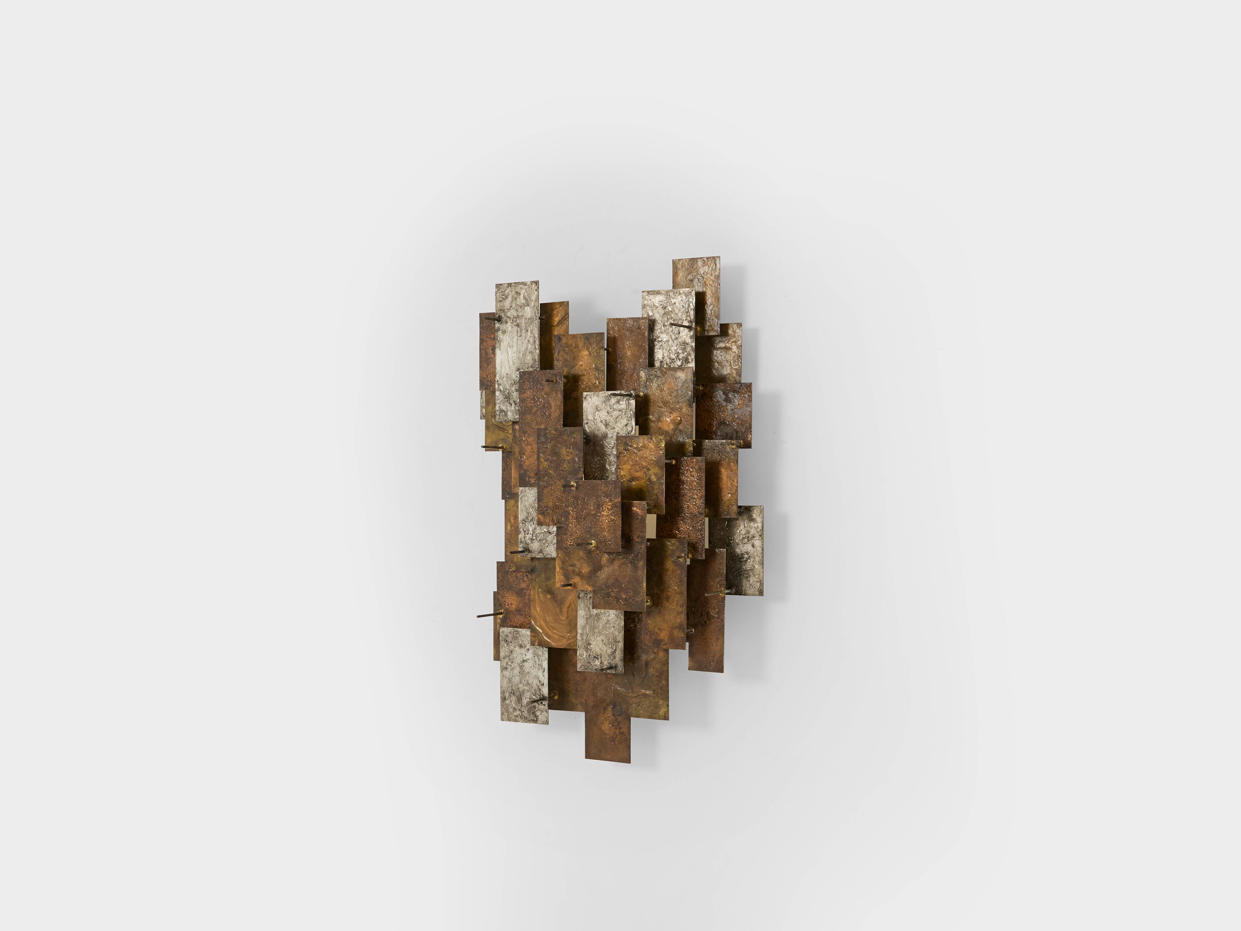 Auguste fix sculpture applique métal patiné vers 1970