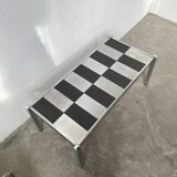 70s chrome and slate coffee table