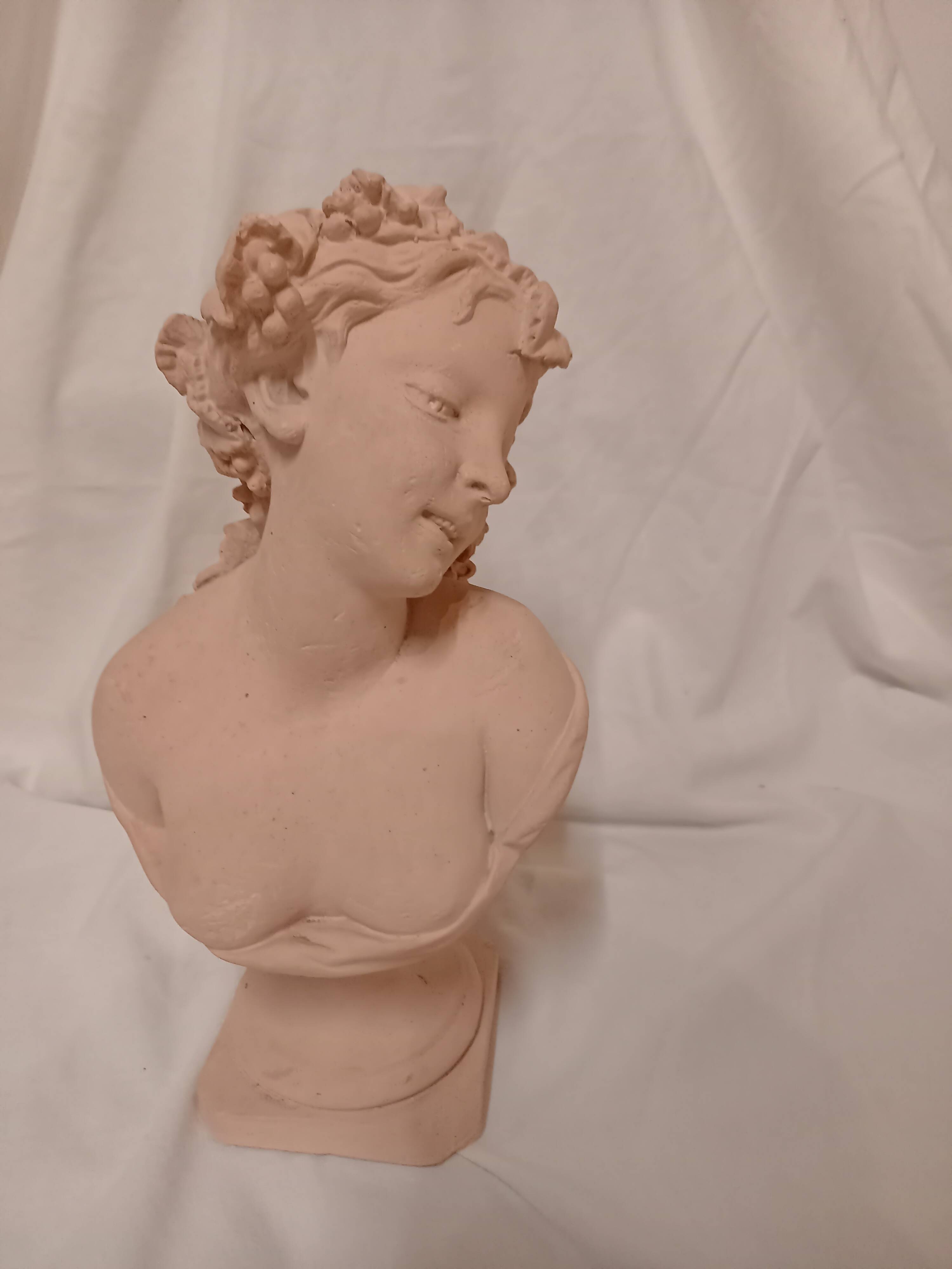 Bacchus and Bacchante, two terracotta busts, after Clodion