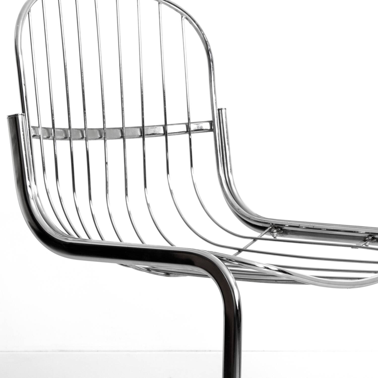 Set of 4 chrome steel chairs, Gastone Rinaldi, style  Italy, 1970