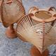 Pair of Scandinavian vintage wood and wire bedside lamps