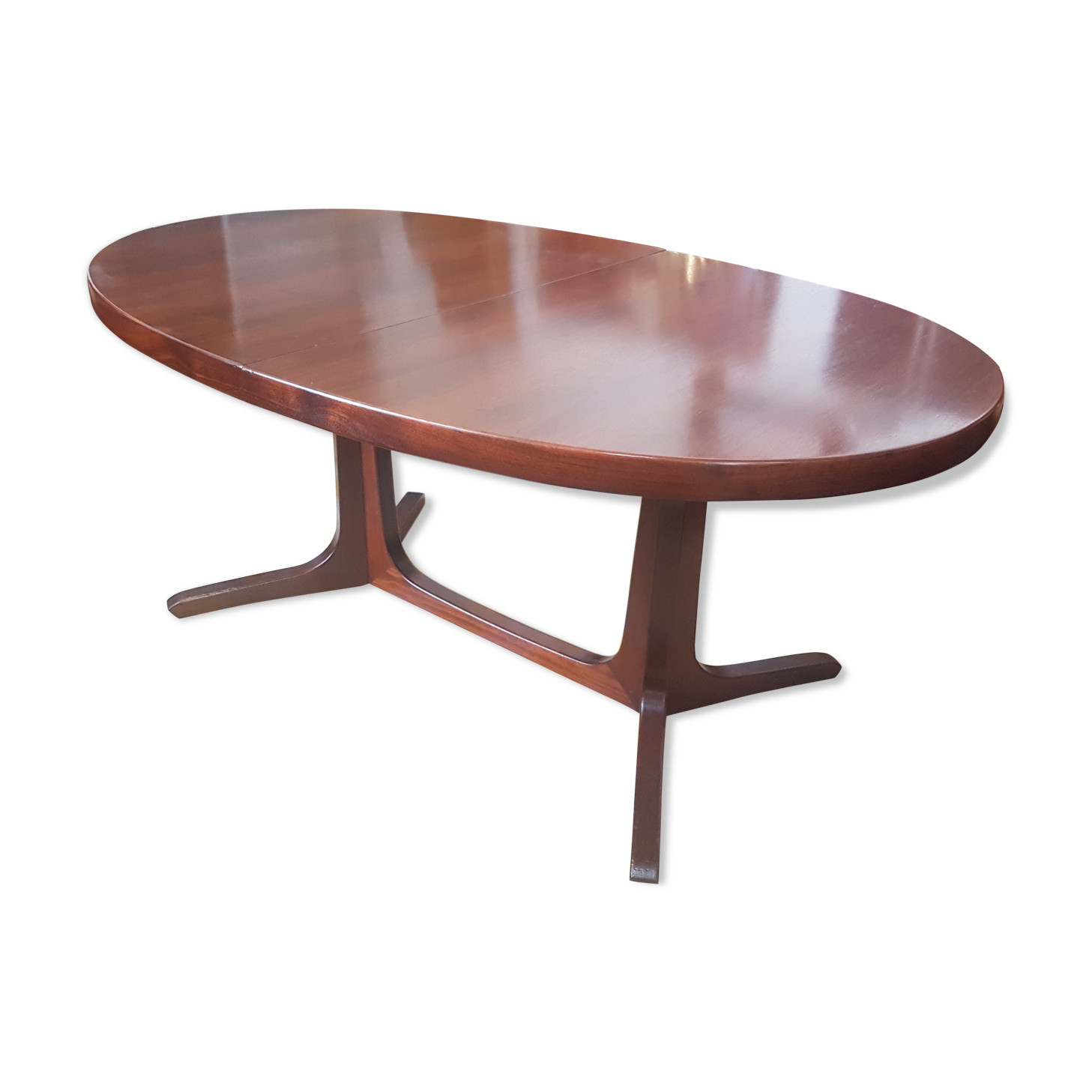 Dining table solid teak oval with extensions
