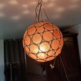 Vintage Round and Colored Glass Pendant Light