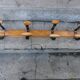 Scandinavian wall coat rack in wood and metal 8 hooks 60s 70s