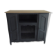 Old oak buffet style Louis XV patinated gray slate waxed wood tray