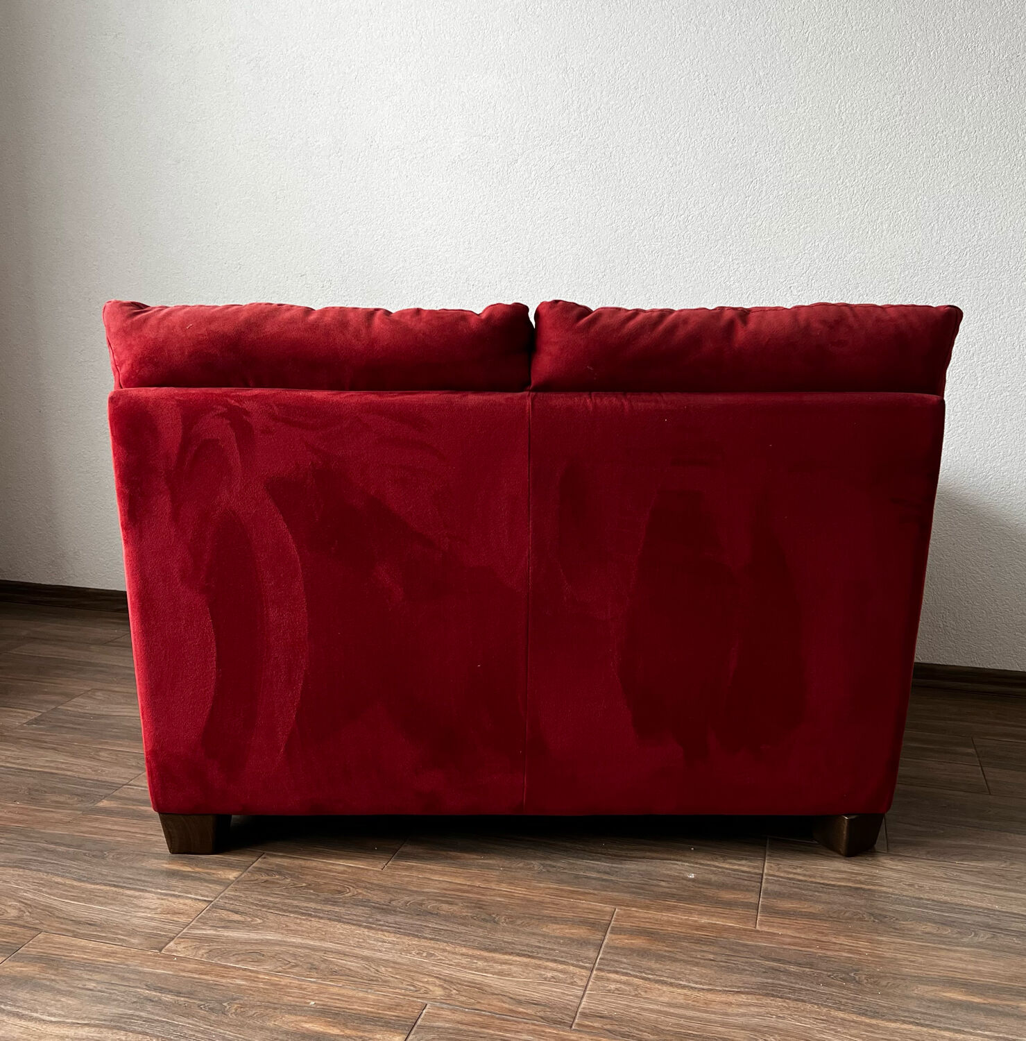 Vintage Red Velour Sofa, Ikea 1990s