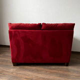 Vintage Red Velour Sofa, Ikea 1990s