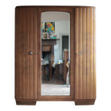 Art Deco wooden wardrobe with mirror