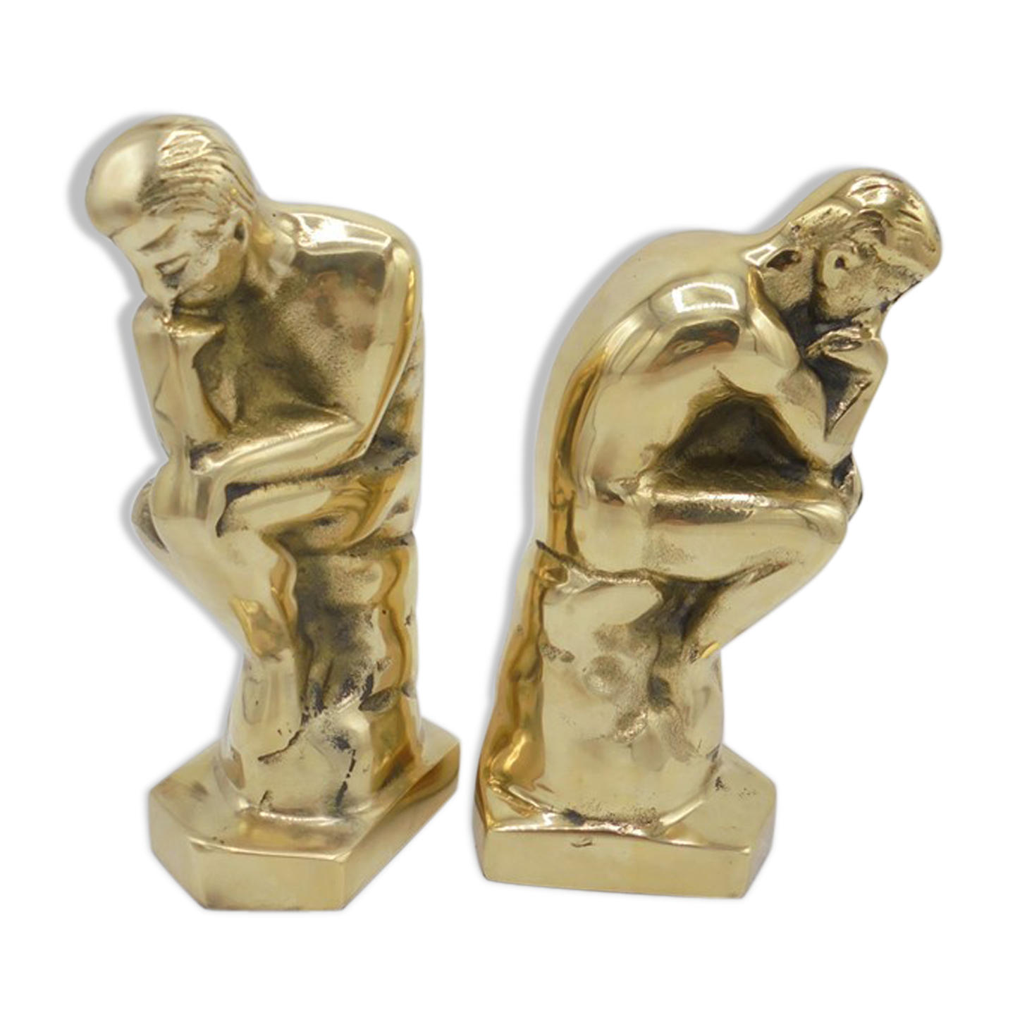 Paire De Serre-Livres En Laiton - Le Penseur De Rodin - Art Décoratif - Occasion
