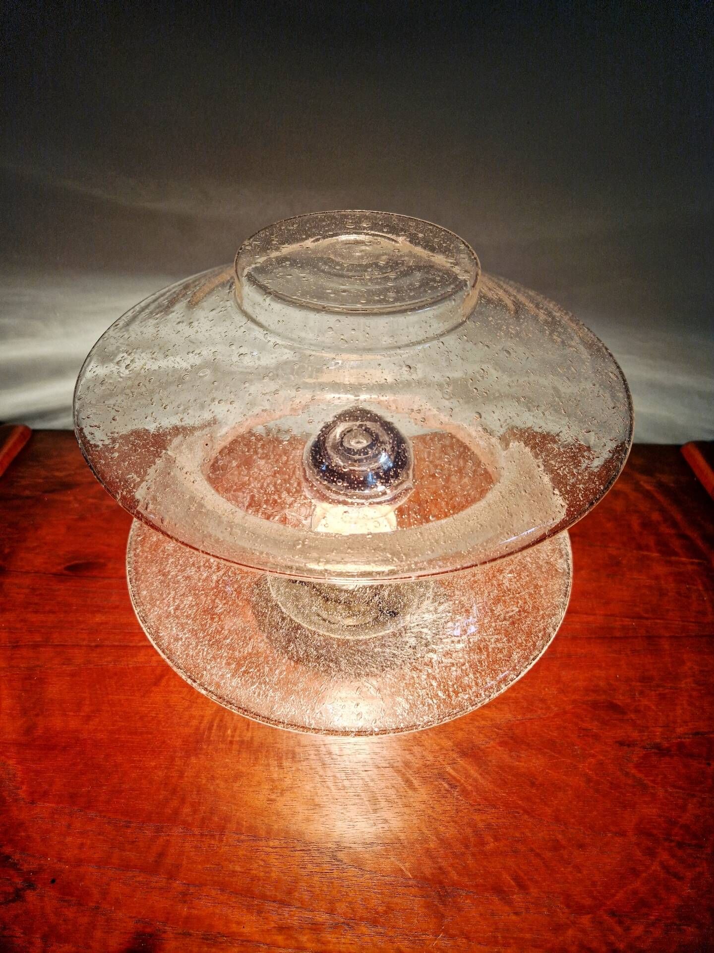 Plafonnier meerpaal en verre bullé transparent, raak amsterdam, 1970
