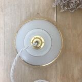 Suspension in white & gold frosted glass