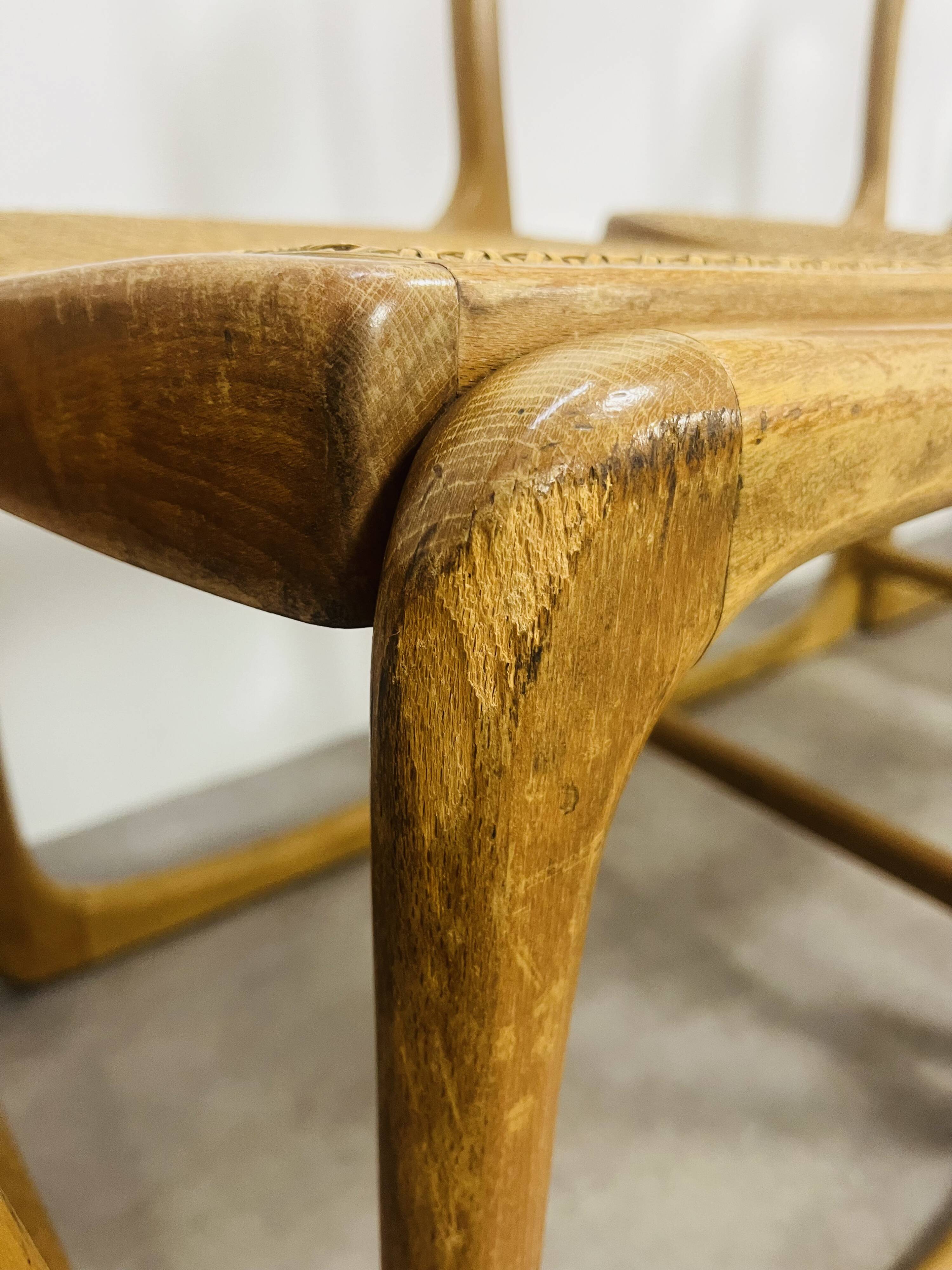 6 Baumann Bémol sled chairs in cane