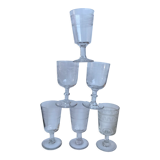 Set of 6 mismatched crystal wine glasses engraved 30-40s