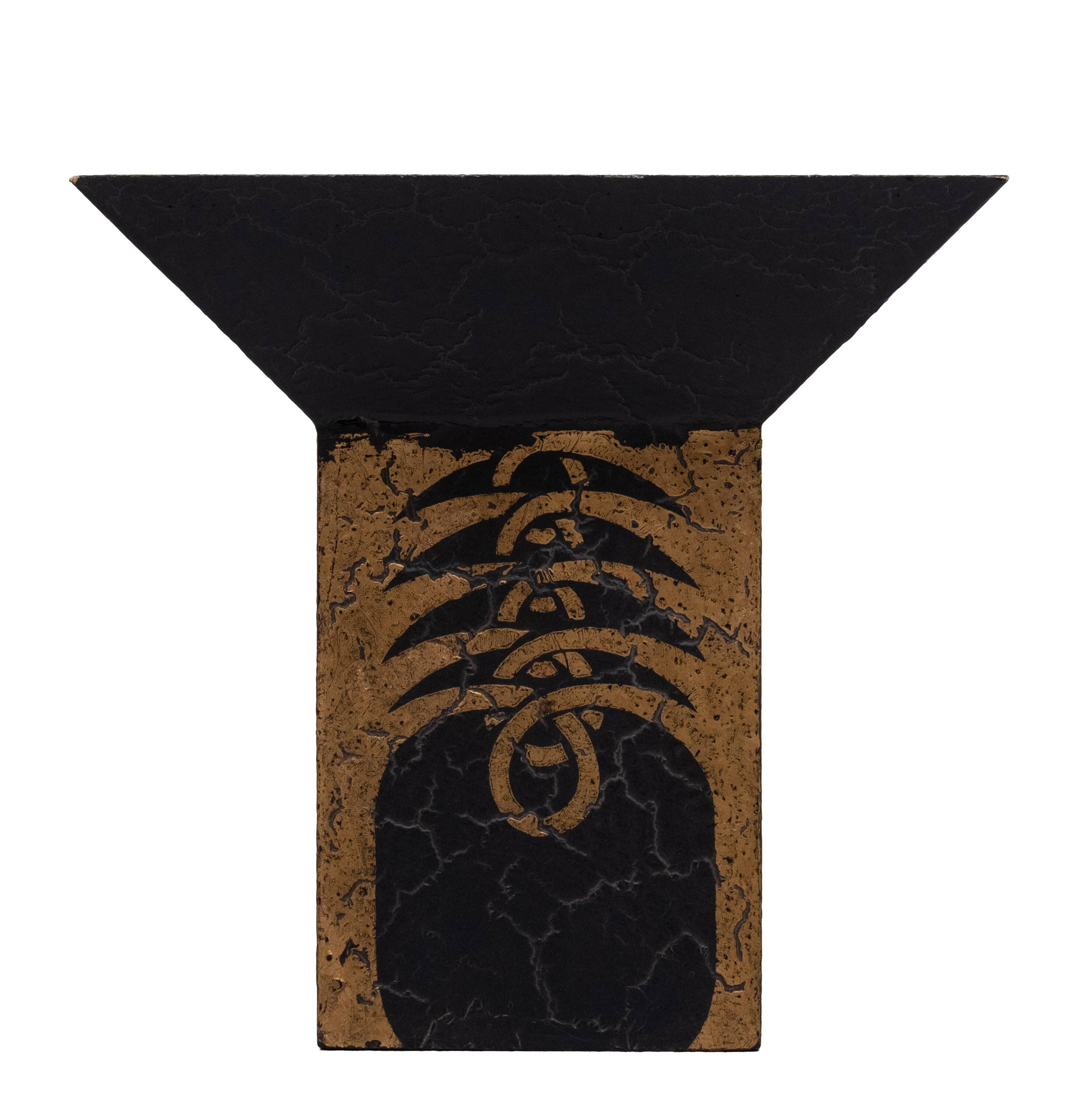 Gold on Black Art Deco Jardiniere with craquelure Japan