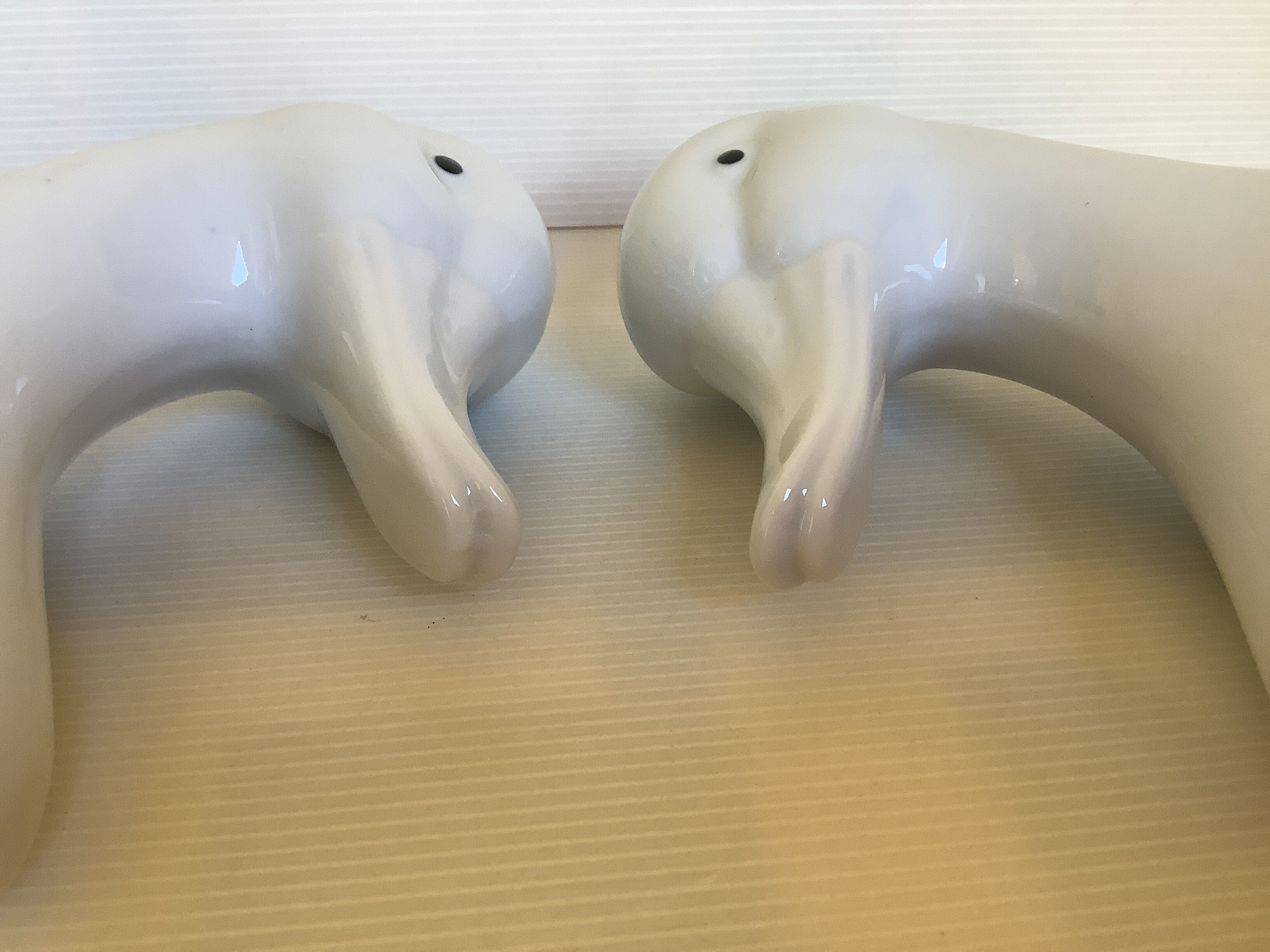 Pair of white bird, geese and duck bookends