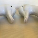 Pair of white bird, geese and duck bookends
