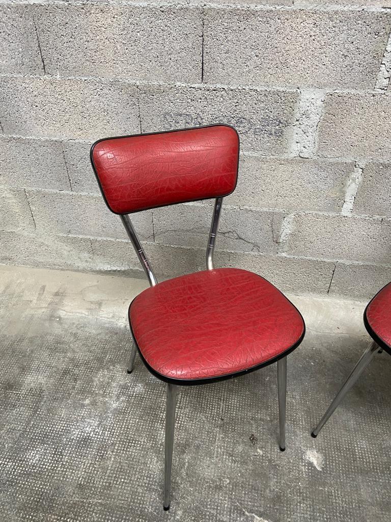 Pair of mid-century kitchen chairs Imitation leather