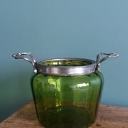 Napoleon III Art Nouveau glass and silver-plated biscuit jar