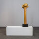 Abstract biomorphic sculpture in carved wood and stone, 1970s