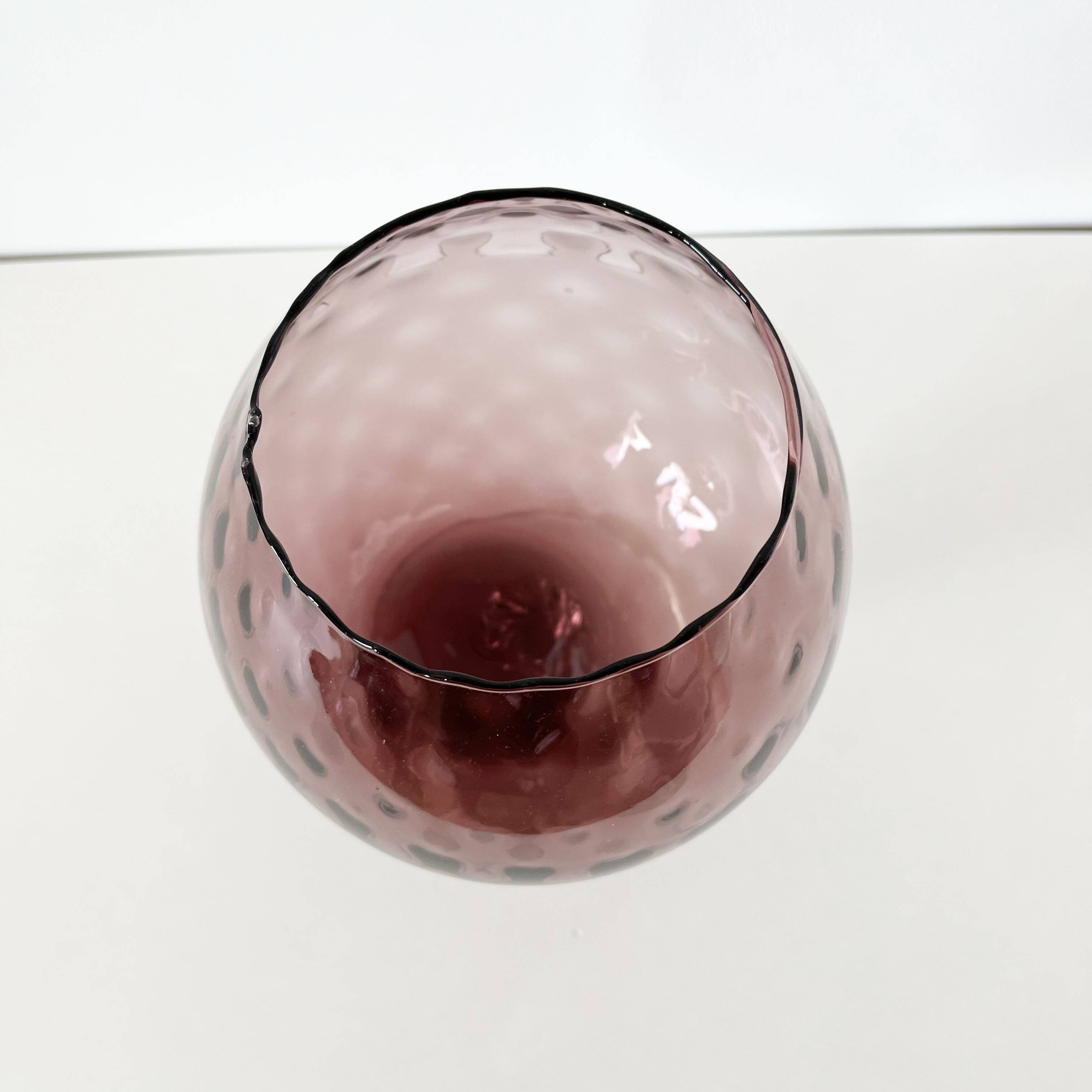 Purple Italian blown glass vase Empoli 1960