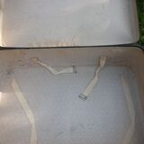 Antique black and white fibroc suitcase