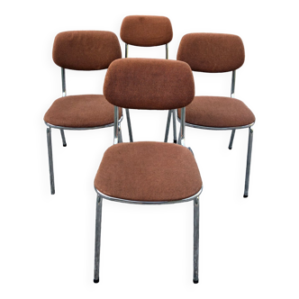 Chromed metal and wool chairs