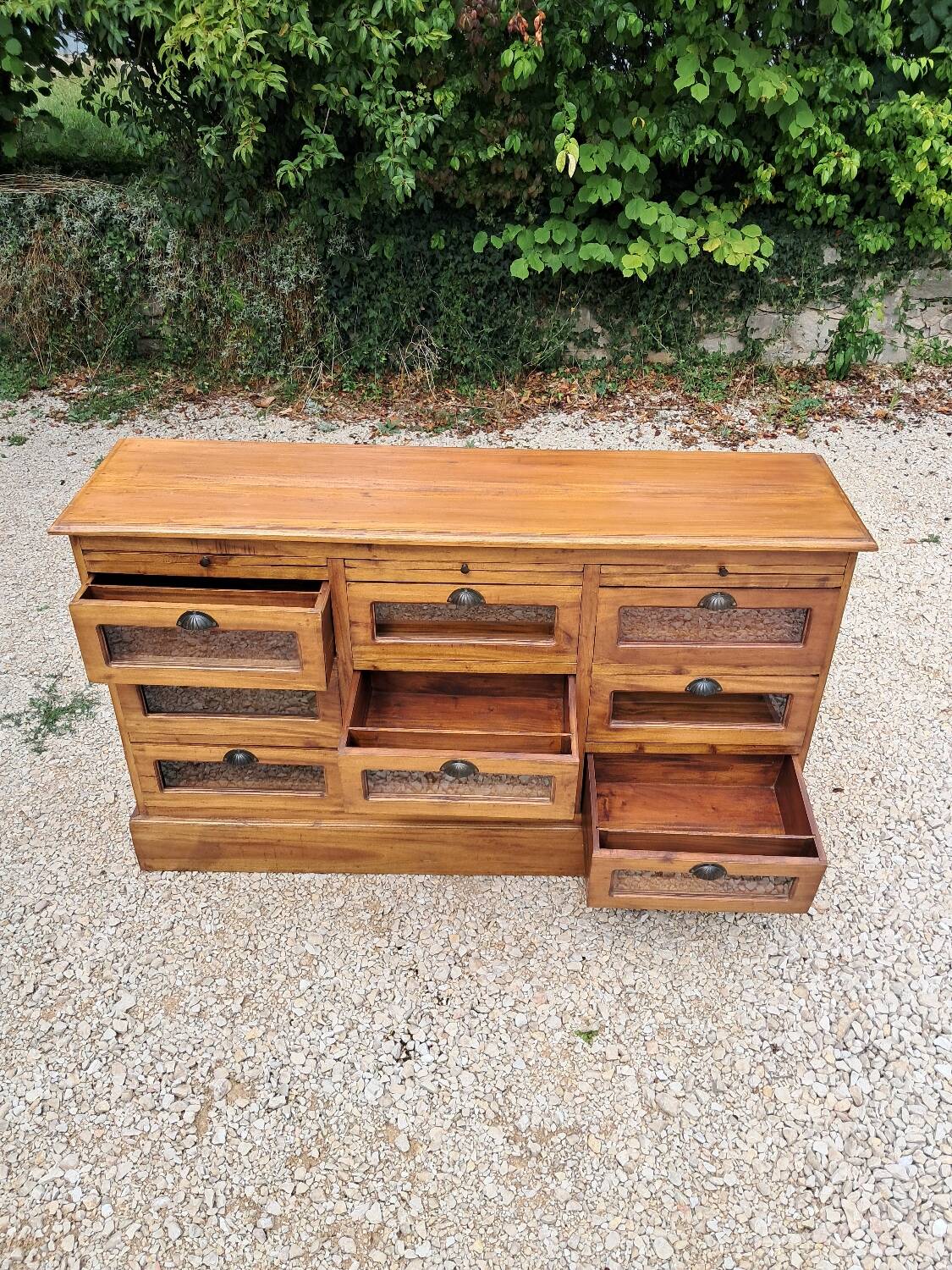 Commode grainetier 9 tiroirs vitrés
