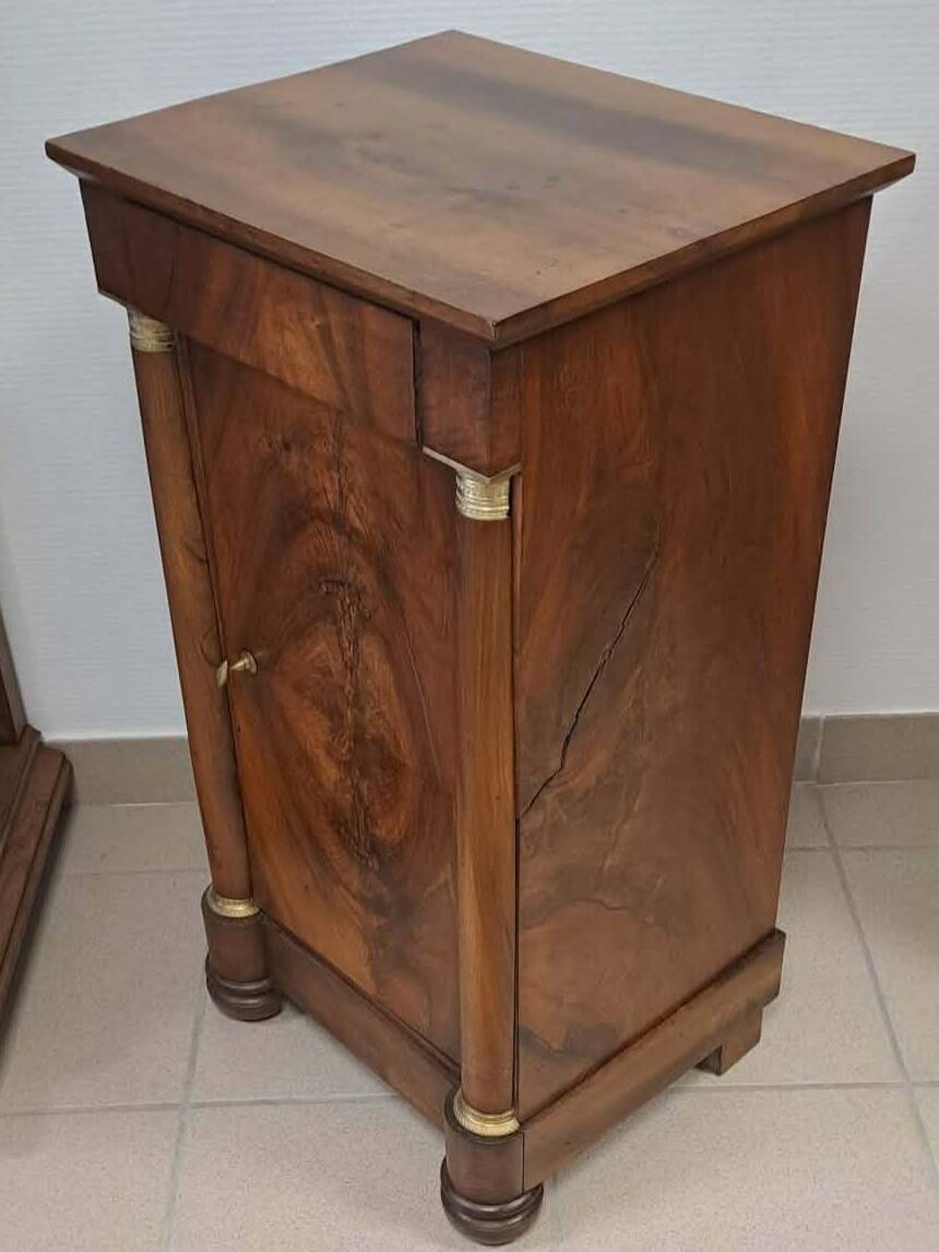 Empire-style bedside table in walnut
