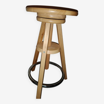 Vintage light wood screw stool