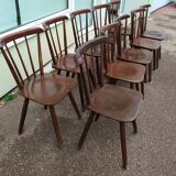 Set of 10 wooden bistro chairs - vintage