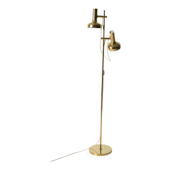 Scandinavian brass floor lamp with two adjustable light point