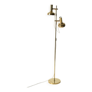 Scandinavian brass floor lamp with two adjustable light point