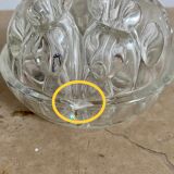 Old glass flower stick on pewter foot