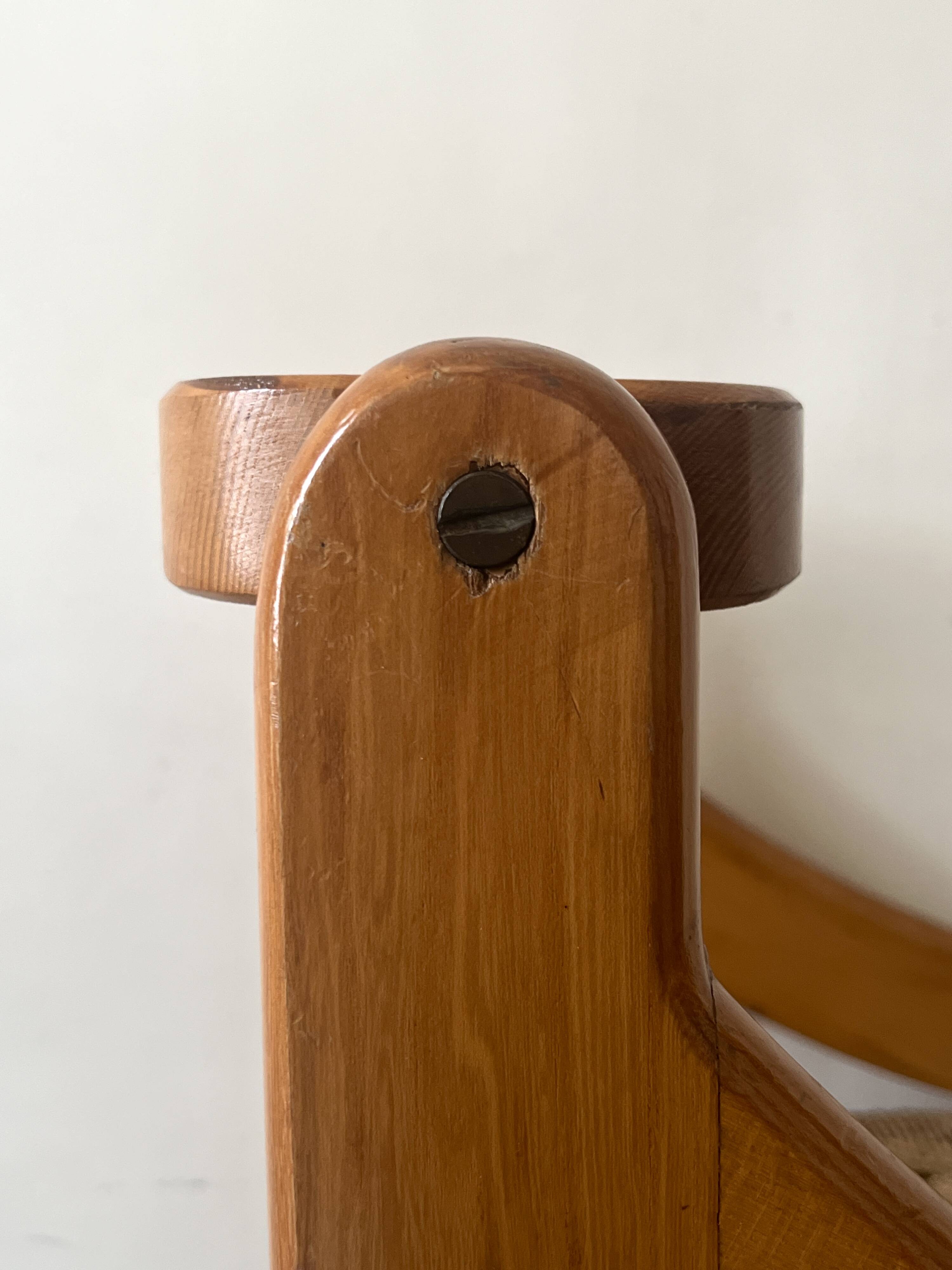 Chaise scandinave vintage en orme et corde tressée, design 1950