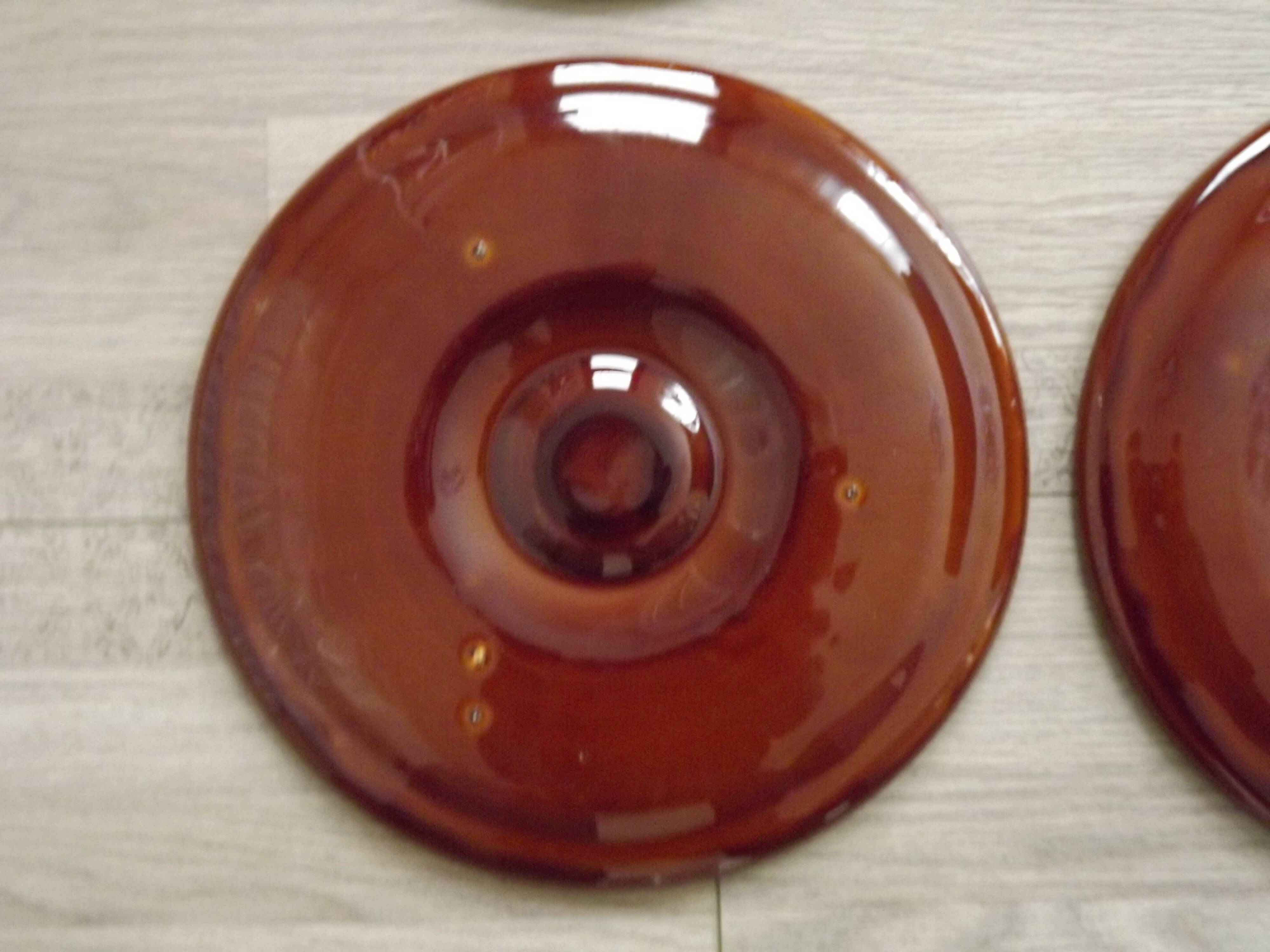 Set of 6 brown majolica oyster plates for 6 oysters and lemon 4951