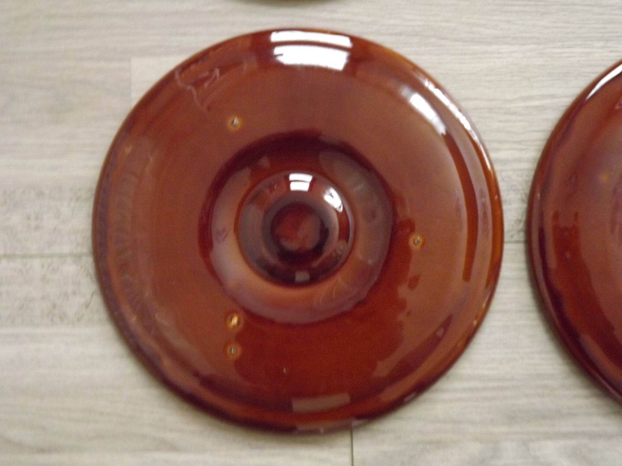 Set of 6 brown majolica oyster plates for 6 oysters and lemon 4951