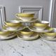 Set of 6 cups and textured yellow sub-cups digoin sarreguemines 50s