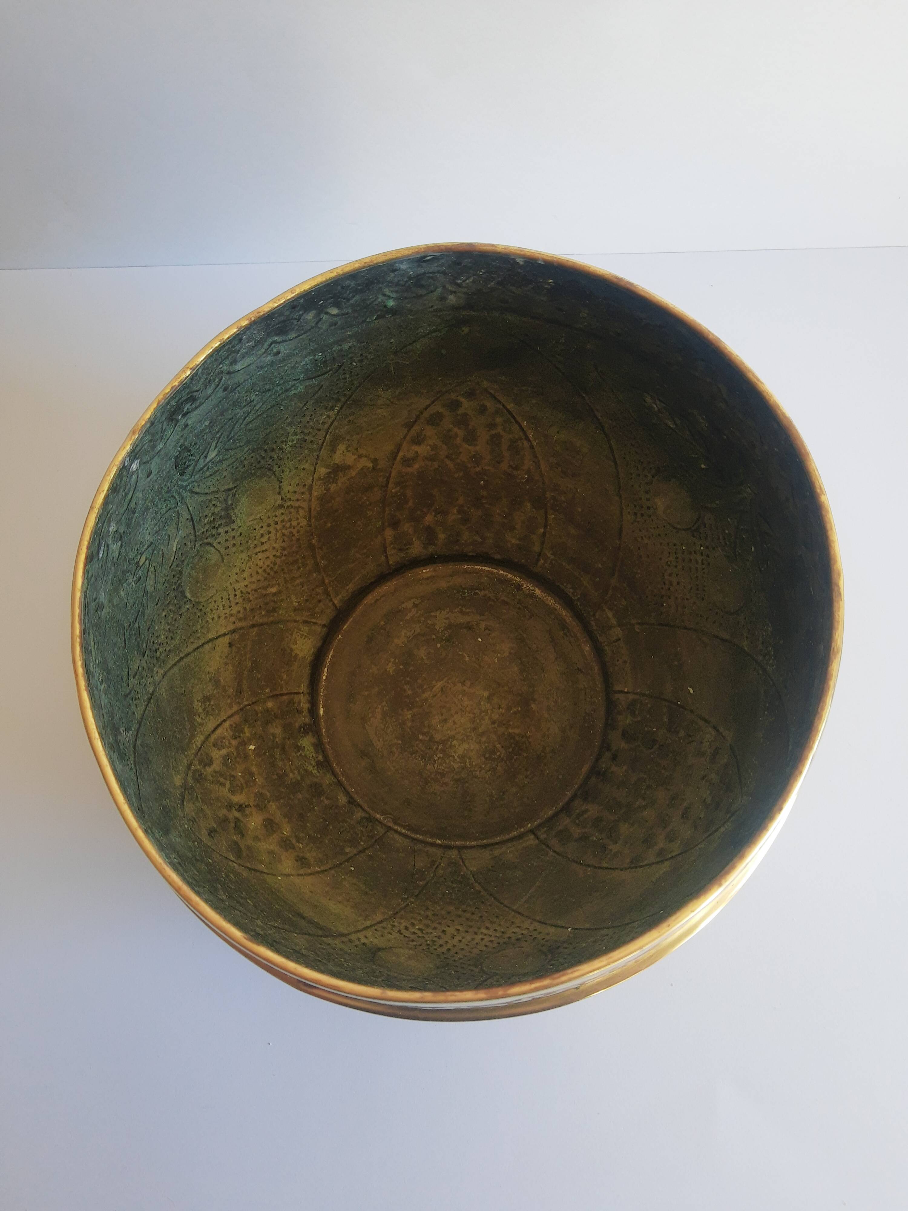 Old vintage brass cherry cache pot