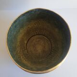 Ancien cache pot laiton cerises vintage