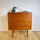 Vintage teak chest of drawers with four drawers – mid-century Scandinavian design