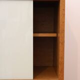 Low sideboard or small glass-fronted bookcase, oak, 1960