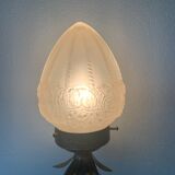 Large Art Deco column lamp metal Onyx frost glass