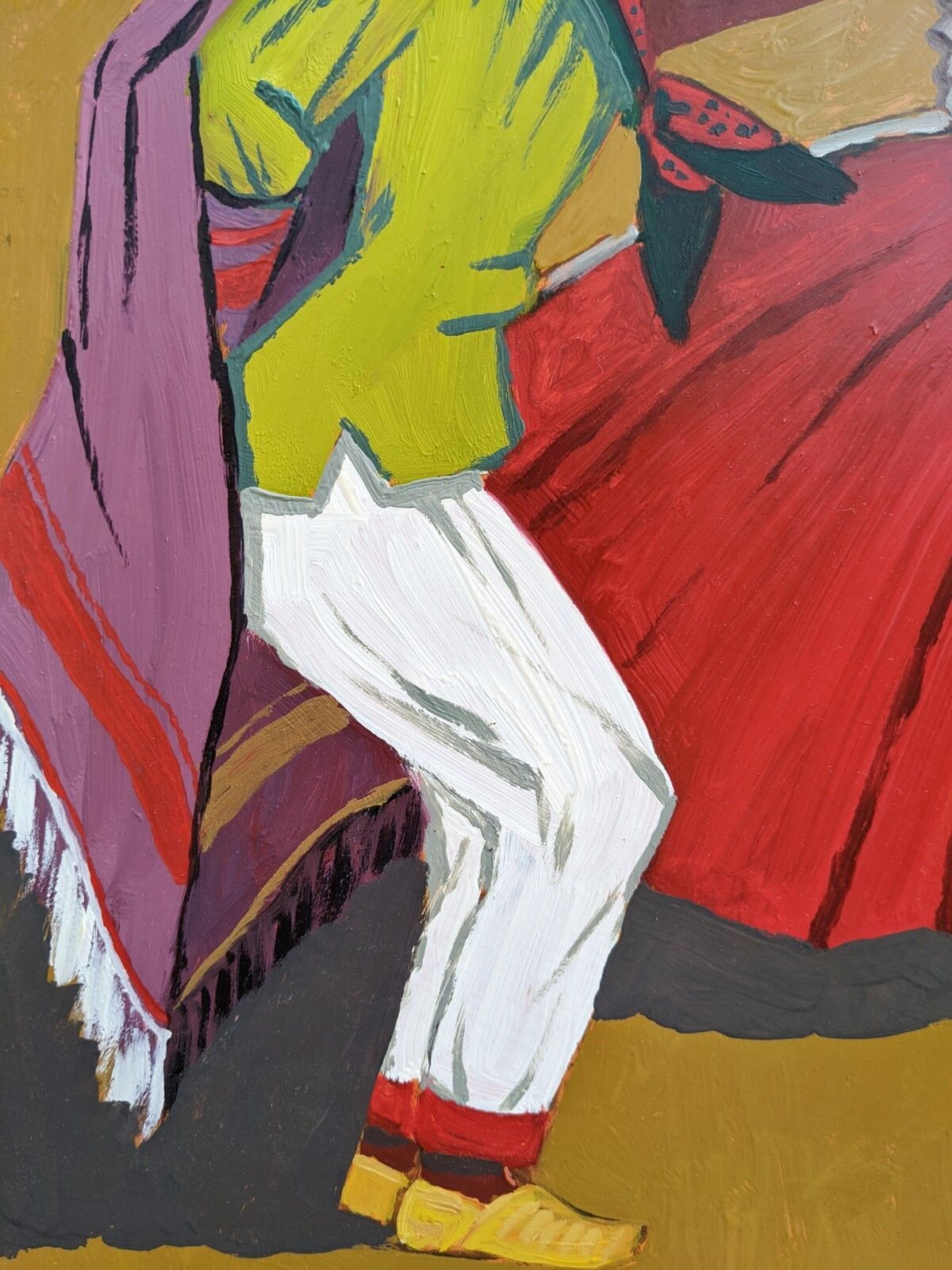 Mid-Century Modern "Mexican Dancers" Swedish Figurative Oil Painting, Framed