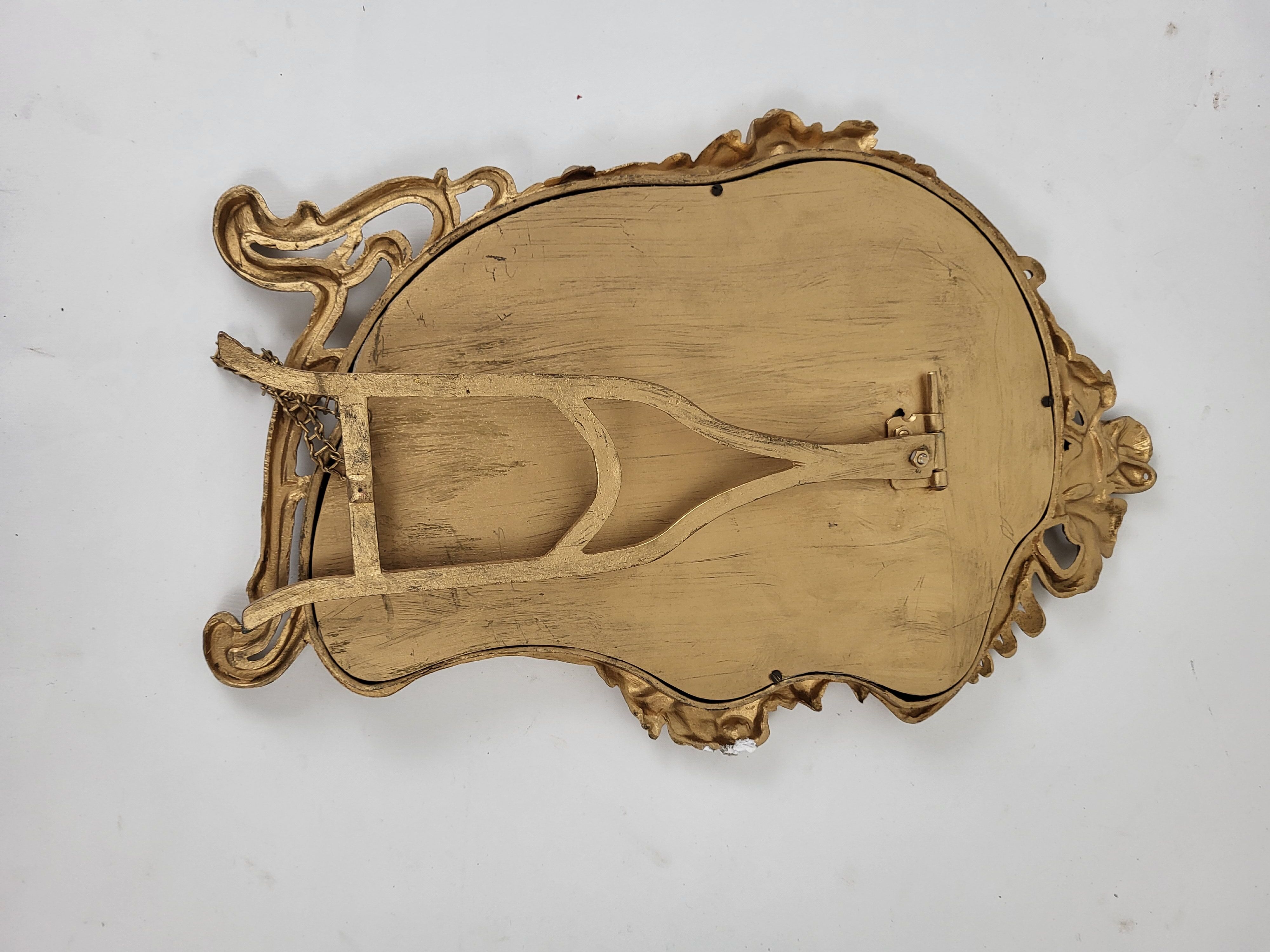 Golden brass table psyche mirror, art nouveau