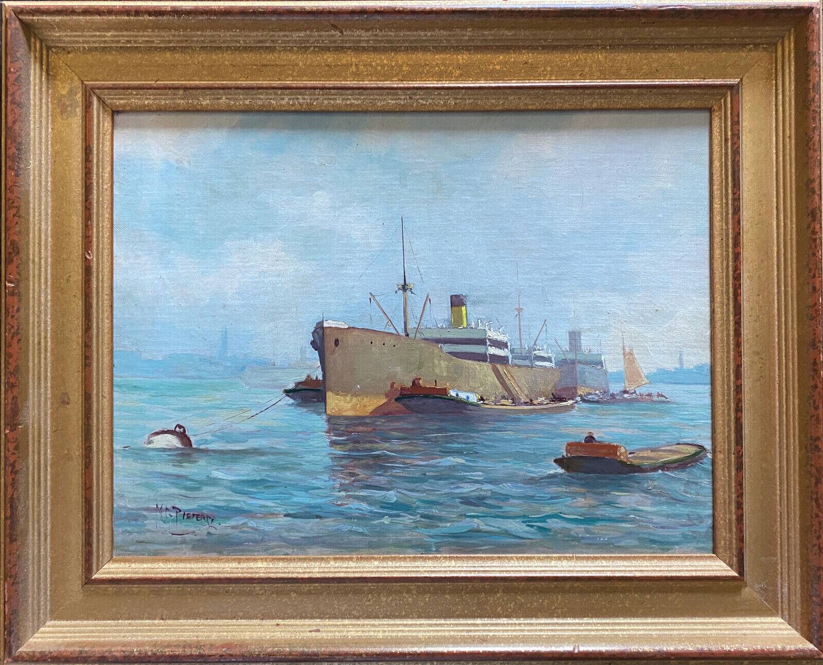 HSP Marine Orientalist port boat signed around 1950 + frame