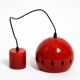 Mid Century red and black small enameled pendant lamp with original canopy