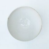 Large earthenware bowl with vintage green geometric decor