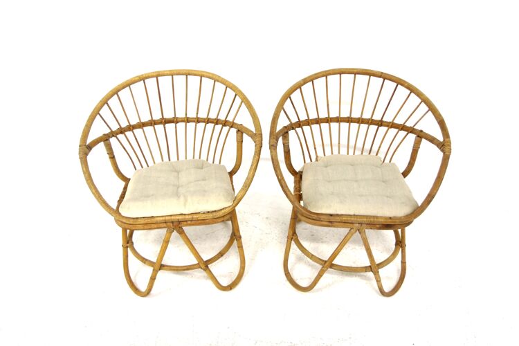Set de 2 fauteuils en rotin, Suède, 1960