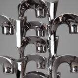 Set of 9 modular candle holders in chromed metal, nagel germany